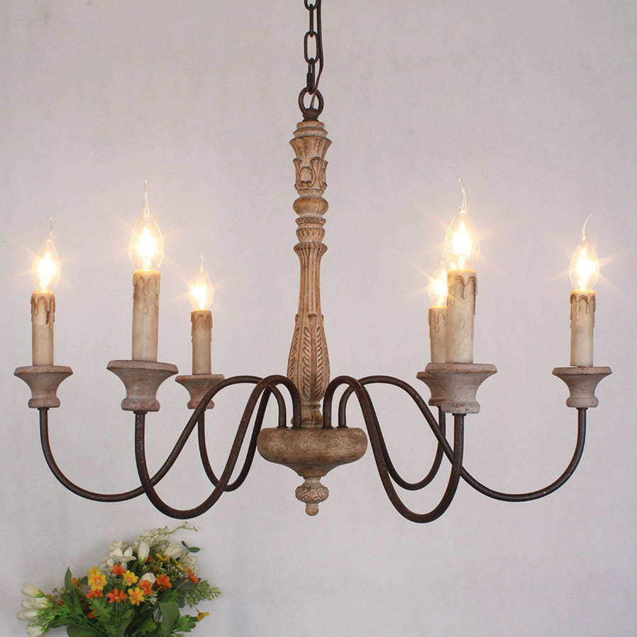 Ljomuvyi Lustre Traditionnel En Métal Et Bois De Style Ferme