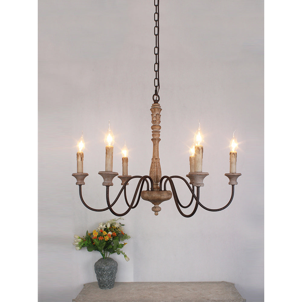 Ljomuvyi Lustre Traditionnel En Métal Et Bois De Style Ferme
