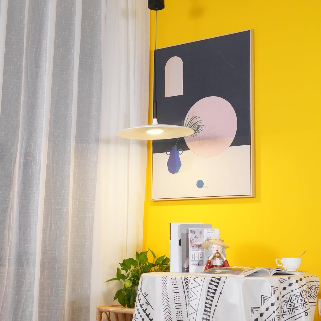 Lustra Suspension Lampe Disque Plat en Aluminium