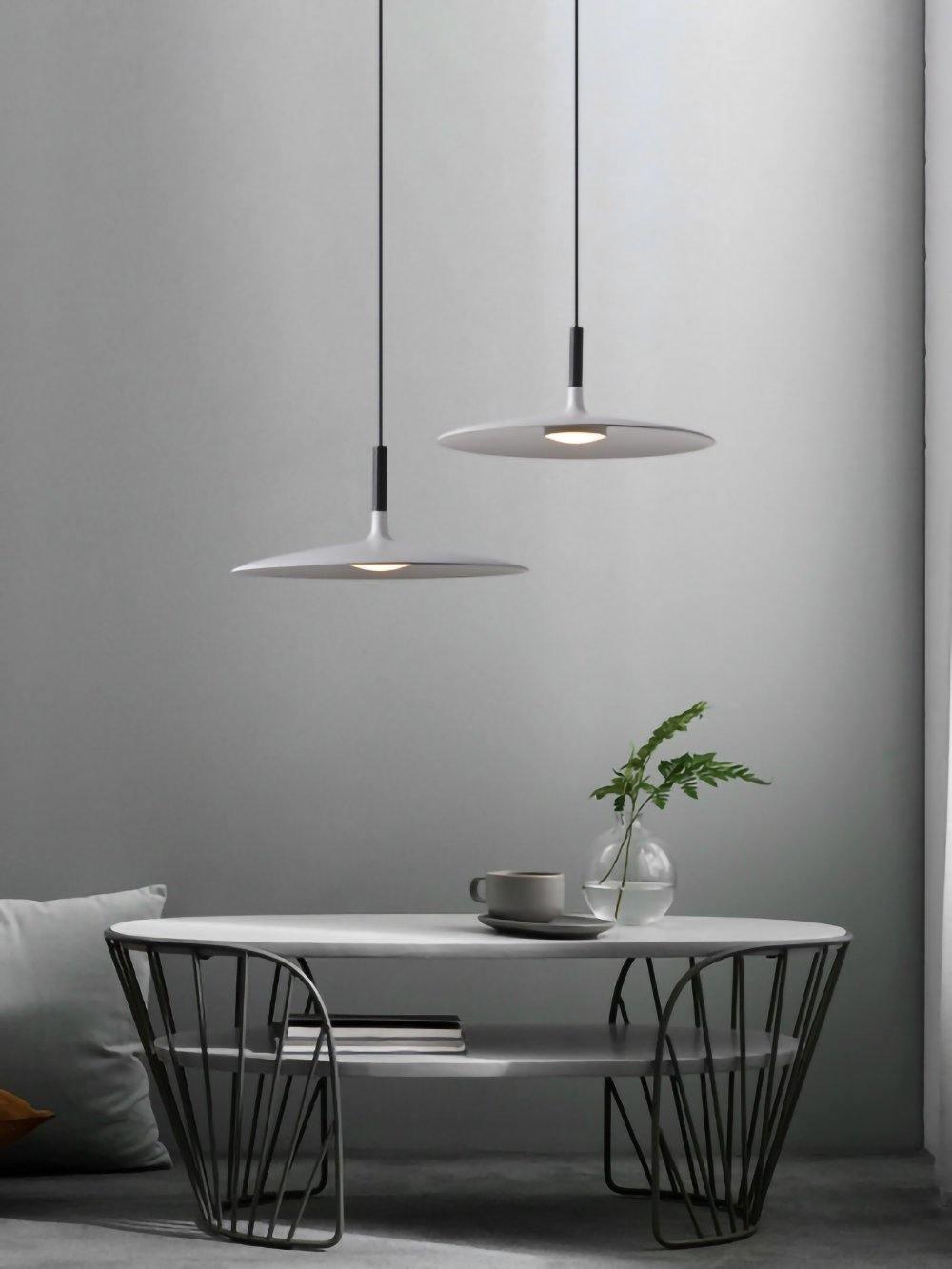 Lustra Suspension Lampe Disque Plat en Aluminium