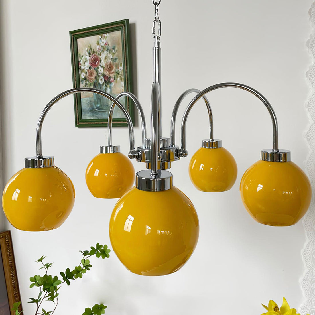Lustra Lustre Boules en Verre Jaune