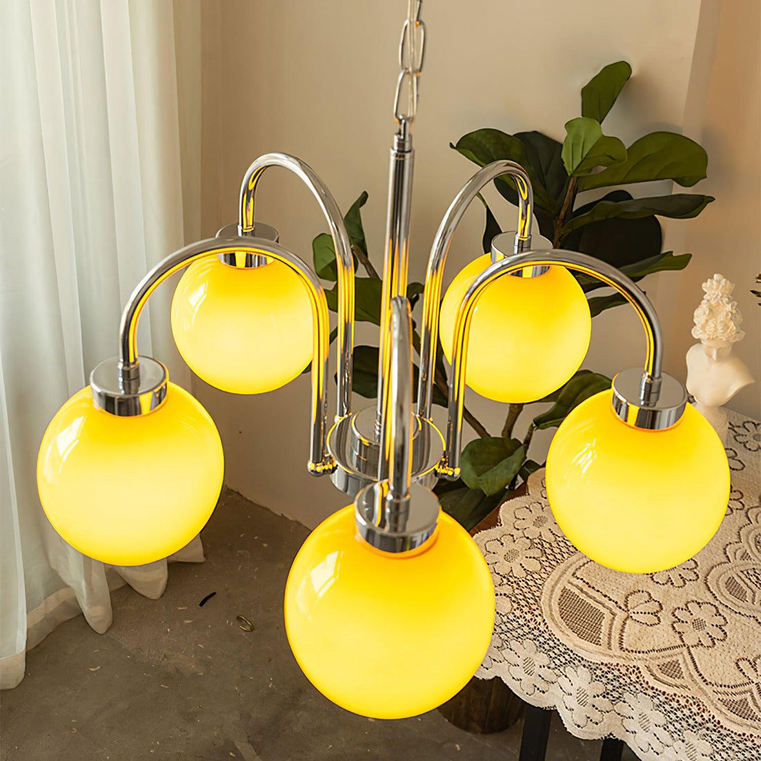 Lustra Lustre Boules en Verre Jaune