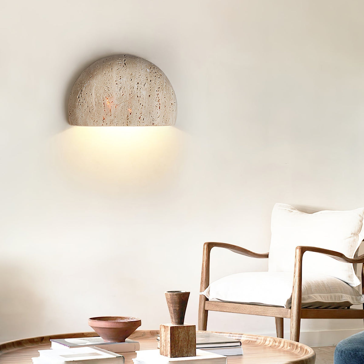 Armarel Applique Murale Demi-Lune en Travertin