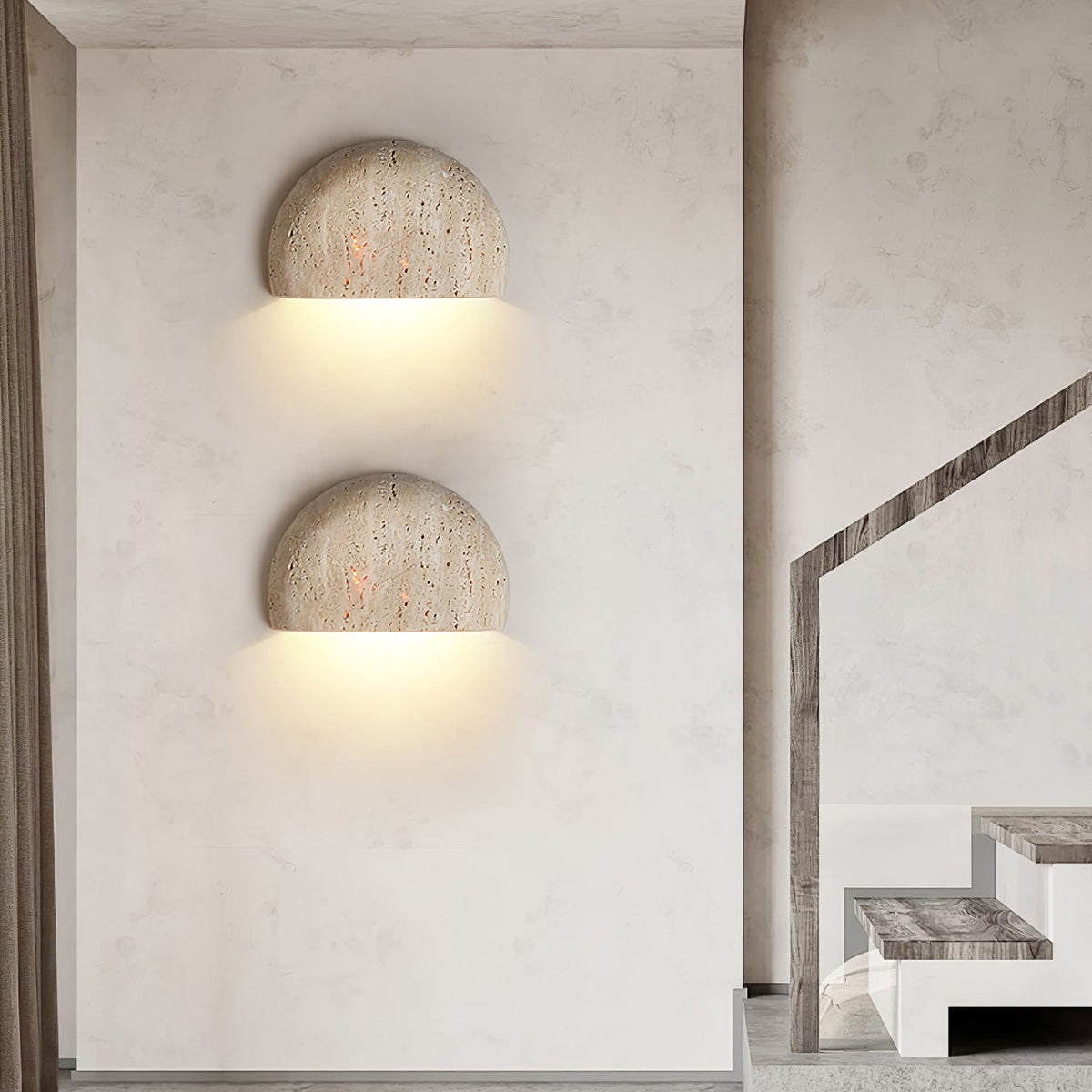 Armarel Applique Murale Demi-Lune en Travertin