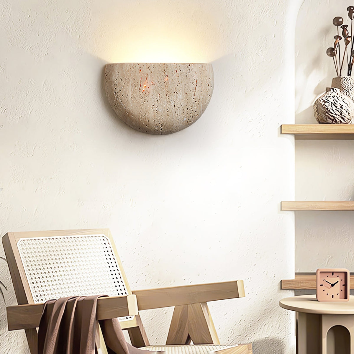 Armarel Applique Murale Demi-Lune en Travertin