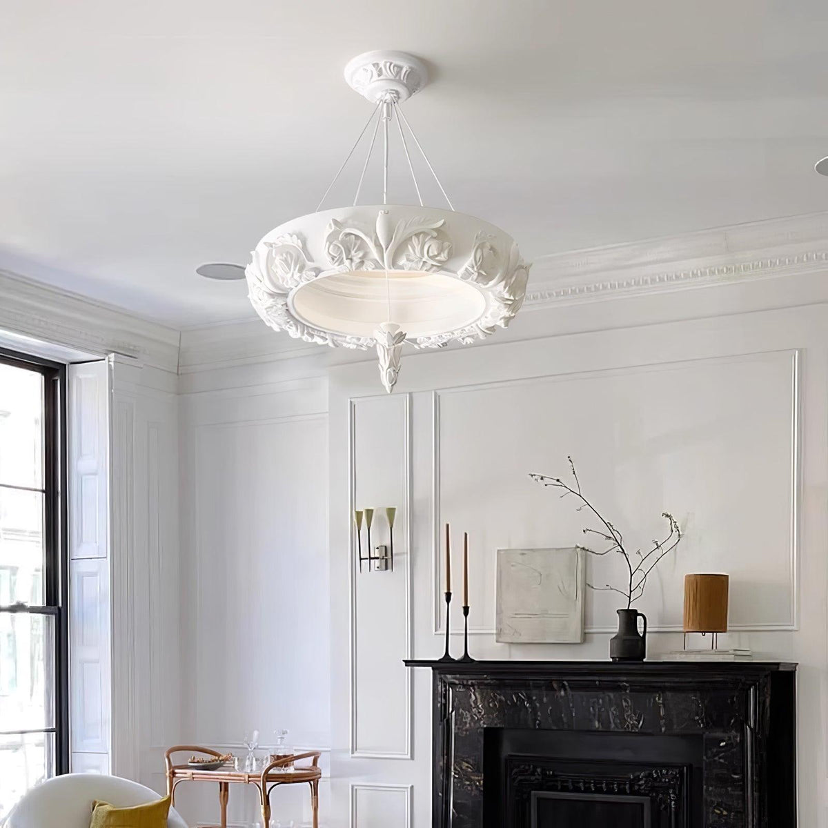 Rococo Lustre Suspension en Plâtre