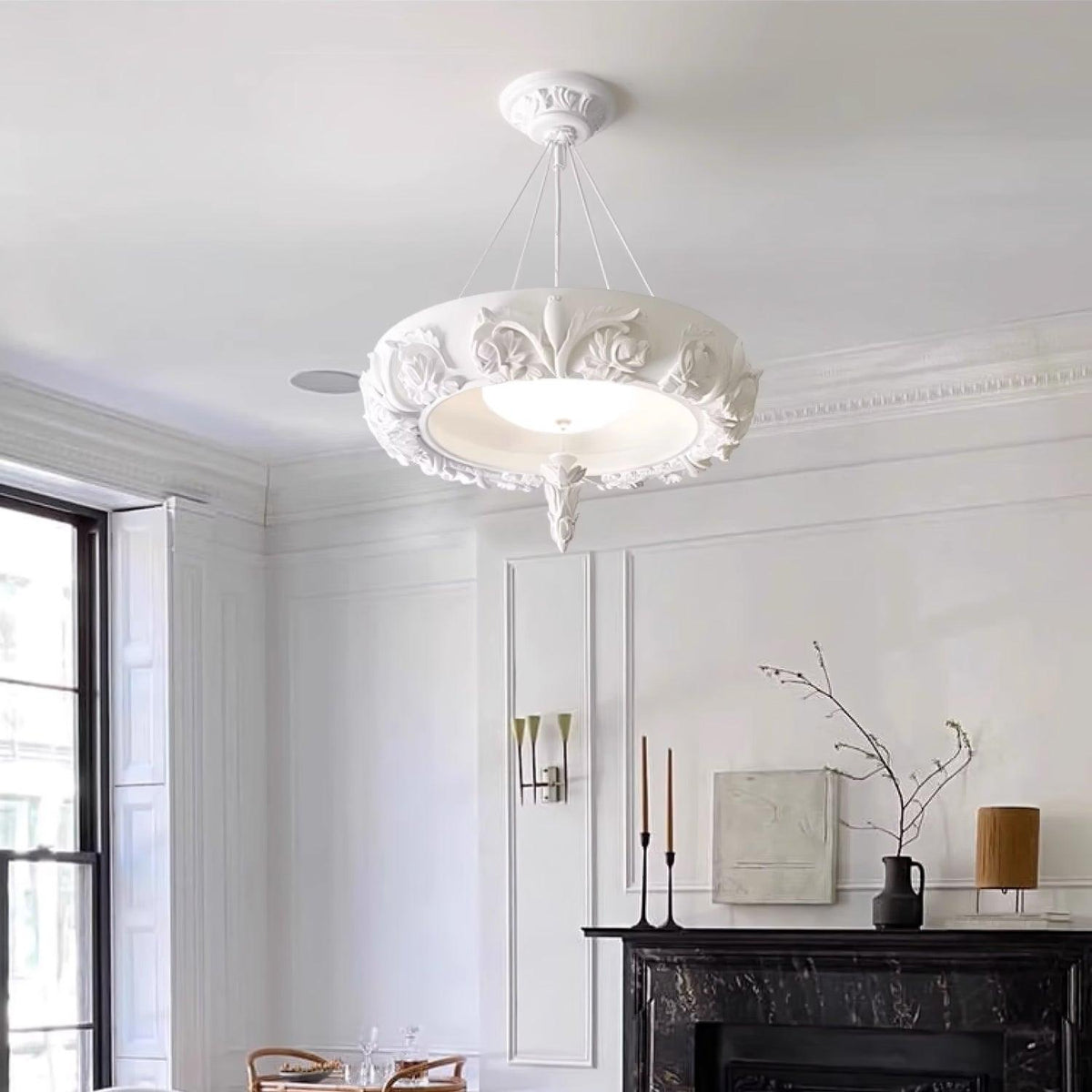 Rococo Lustre Suspension en Plâtre