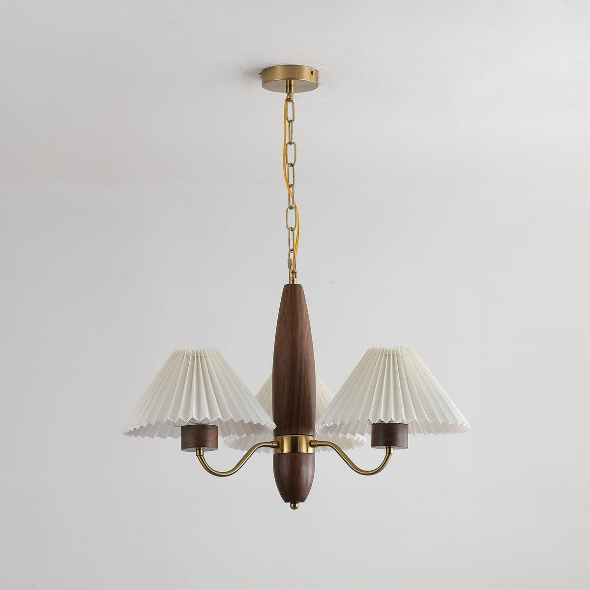 Lustra Lustre Élégant en Noyer et Laiton