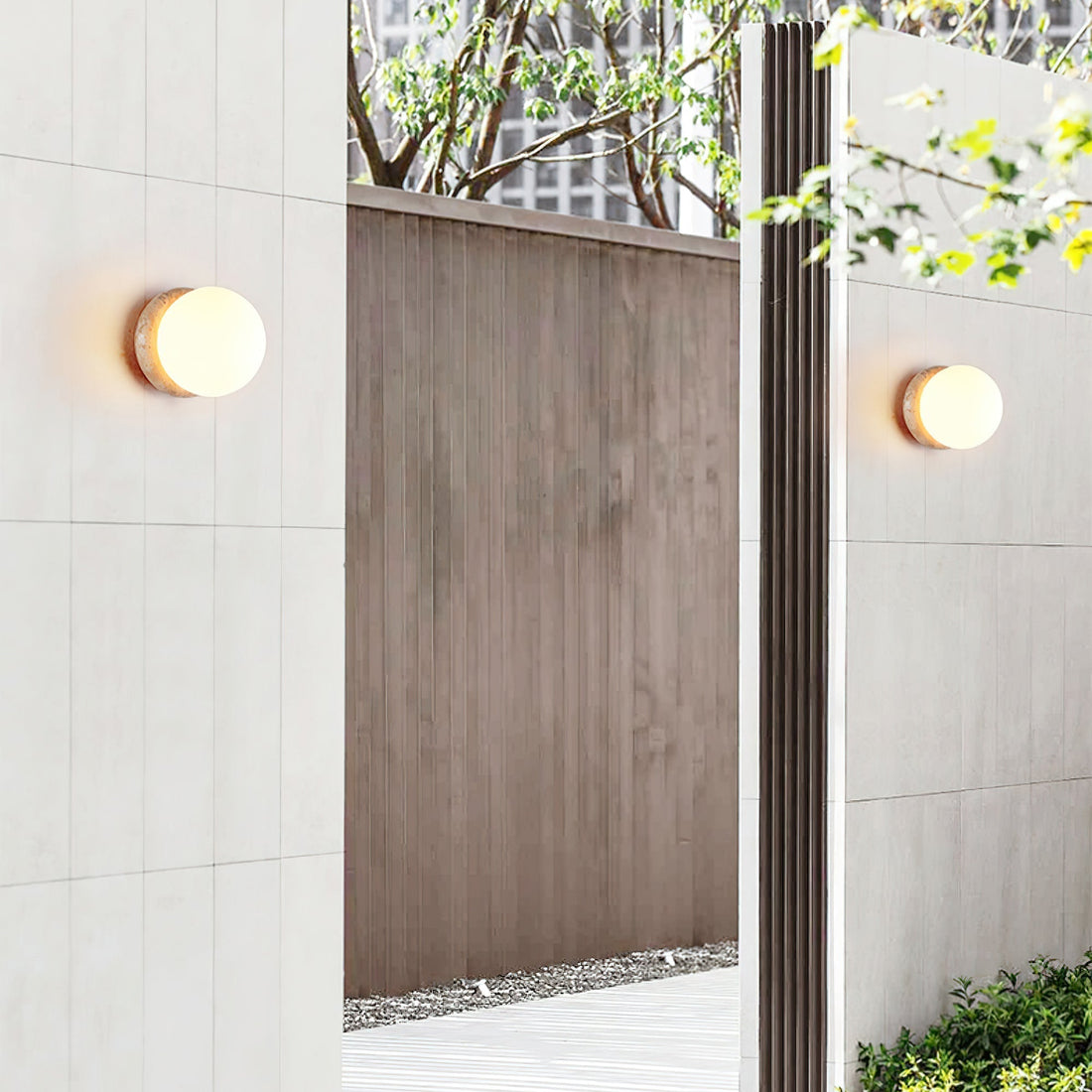 Caliror Ronde-Plaque Travertin Luminaire Mural