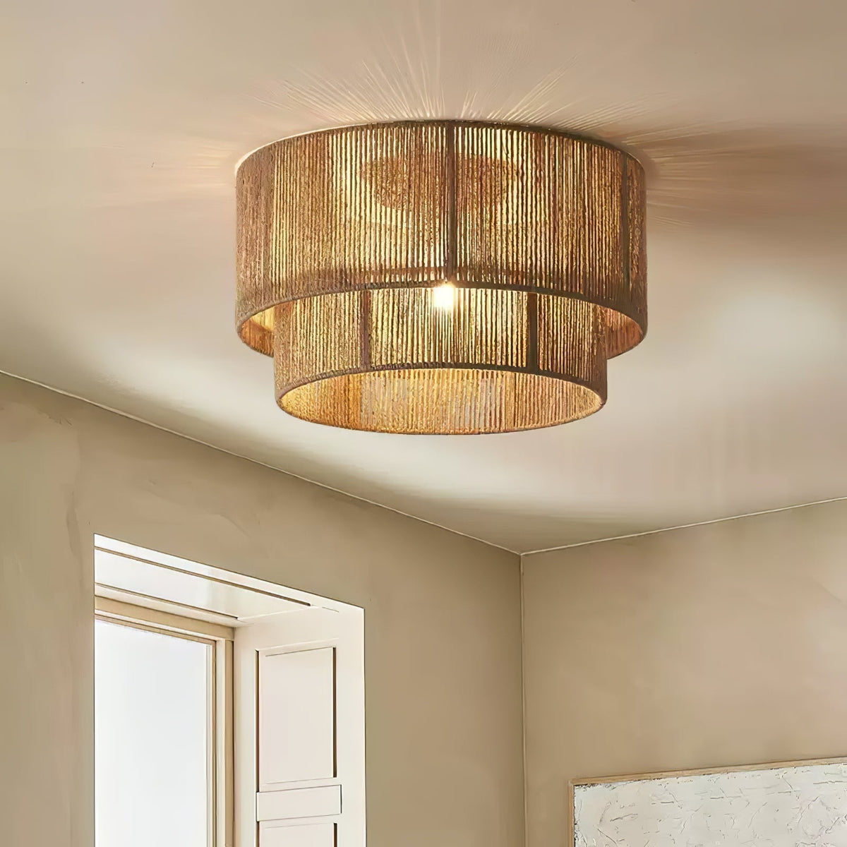 Cevynara Lampe Plafonnier Tissée Naturelle Élégance