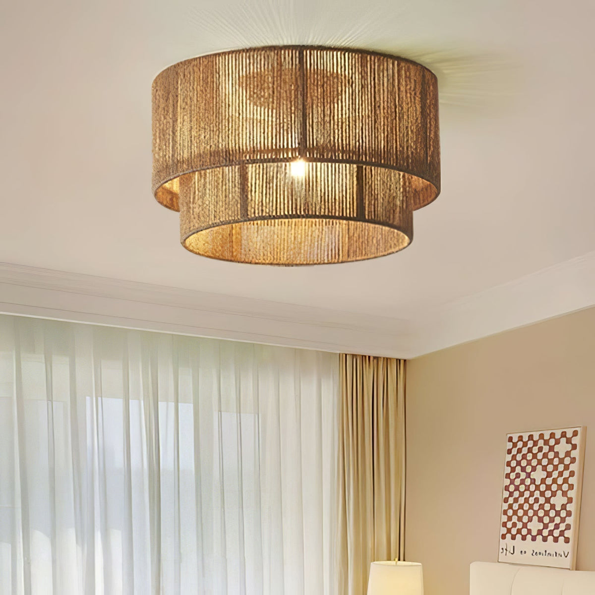 Cevynara Lampe Plafonnier Tissée Naturelle Élégance