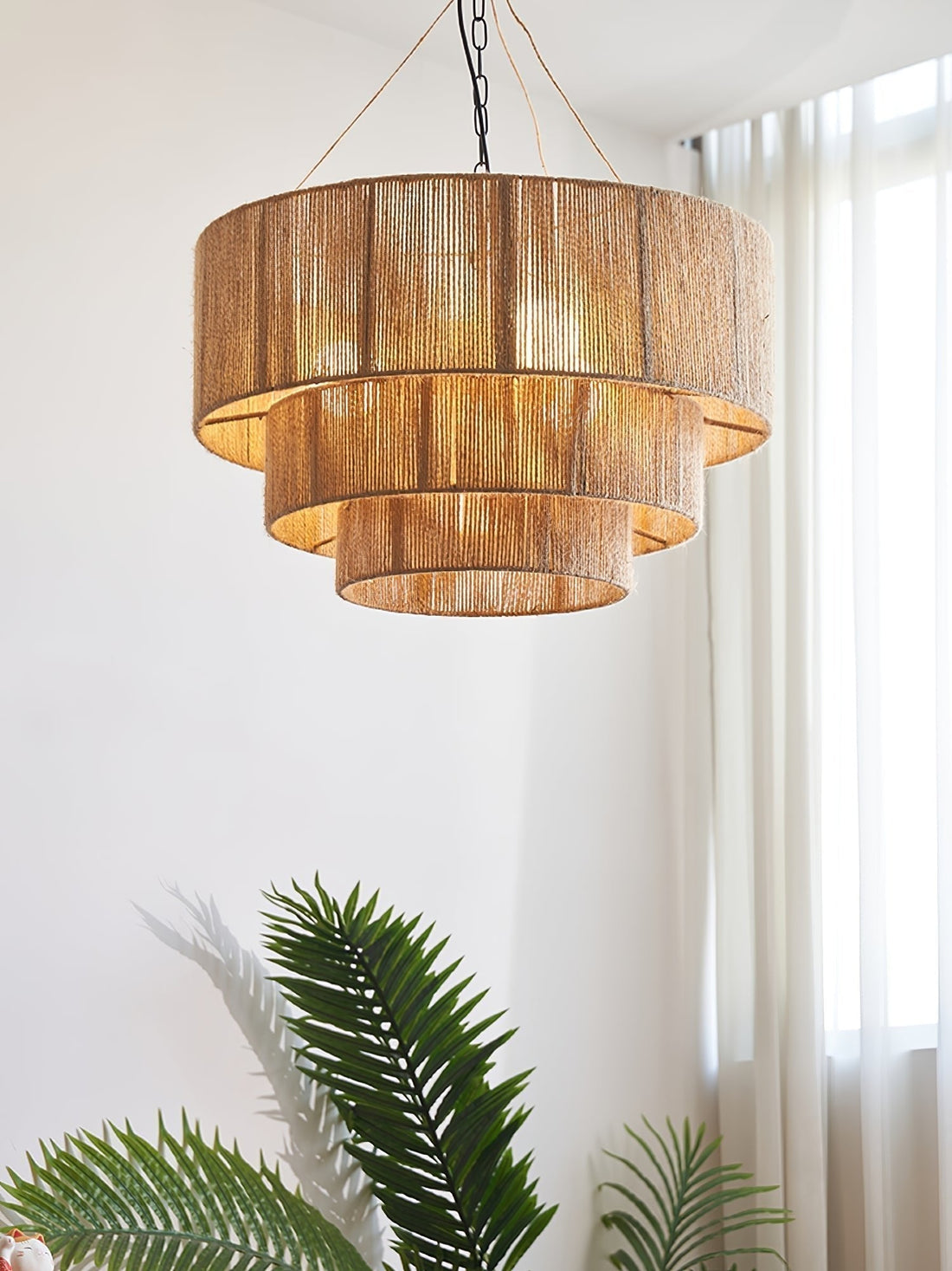 Cascade Lampe Suspendue Rustique en Jute