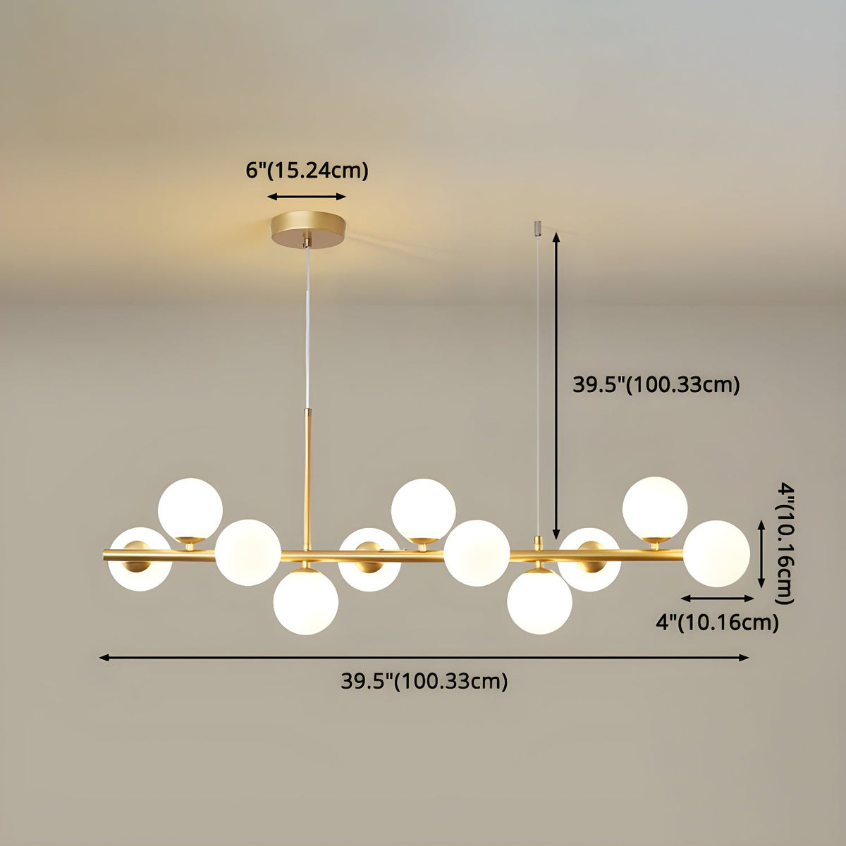 Lustra Lustre Globe en Verre Doré
