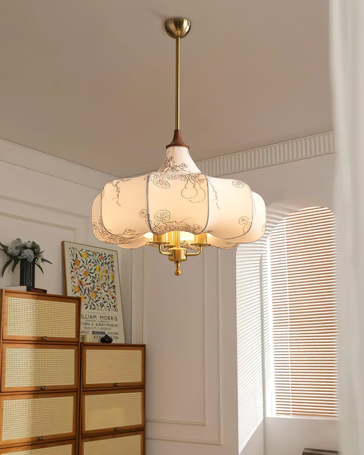 Fioren Tissu Bois Pendentif Lumière
