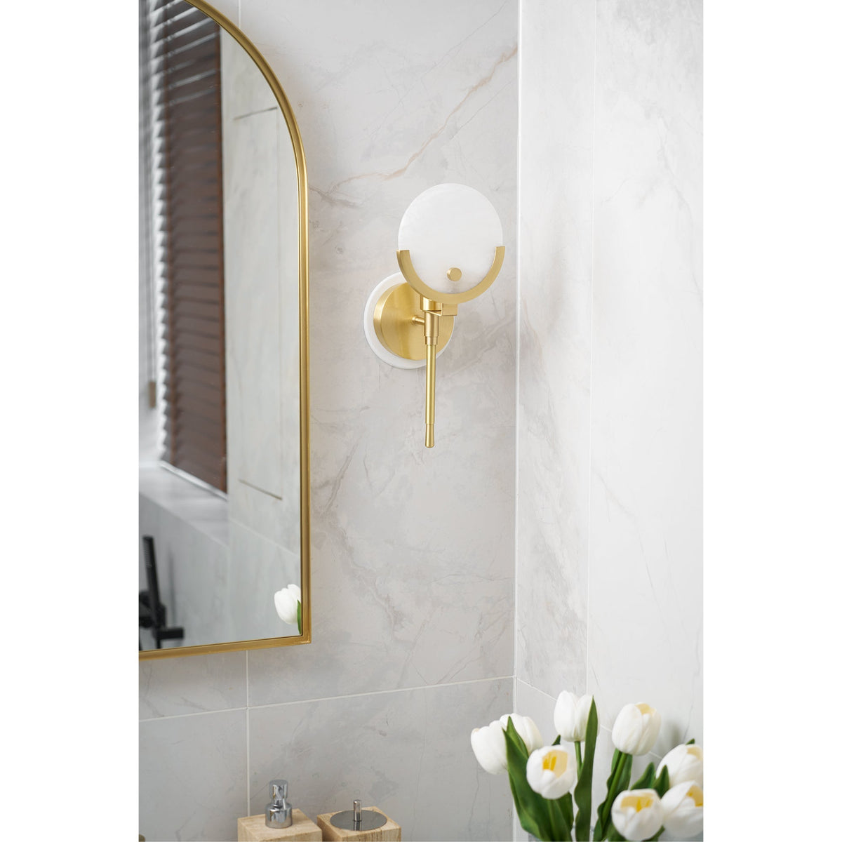Ljomuvyo Moderne Minimaliste Laiton Albâtre Applique Murale
