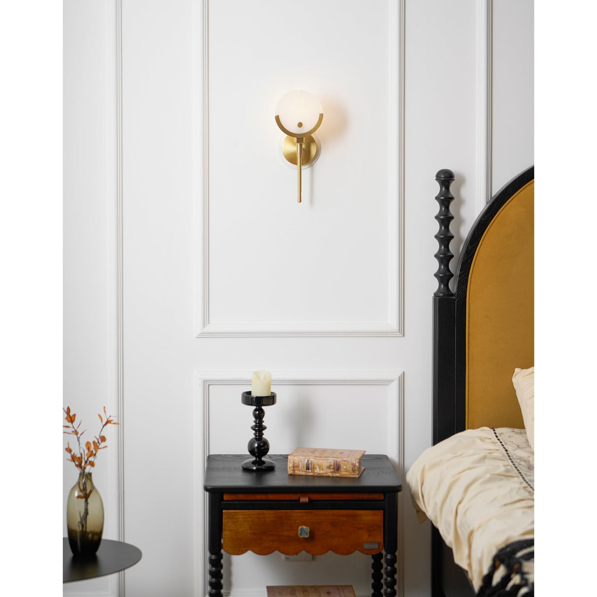 Ljomuvyo Moderne Minimaliste Laiton Albâtre Applique Murale