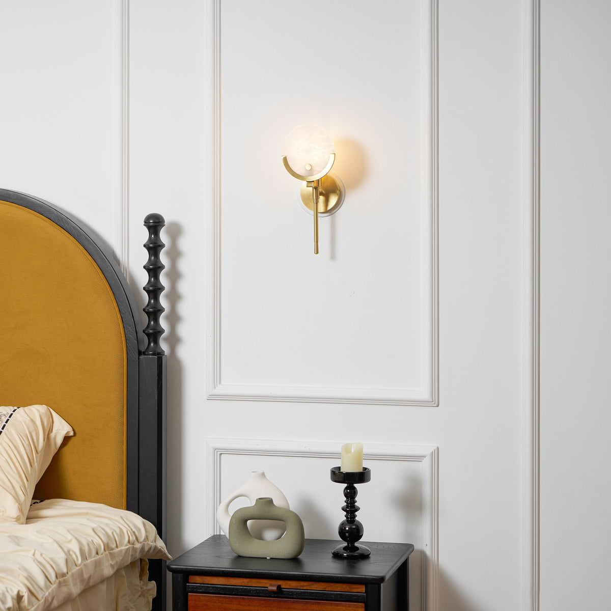 Ljomuvyo Moderne Minimaliste Laiton Albâtre Applique Murale