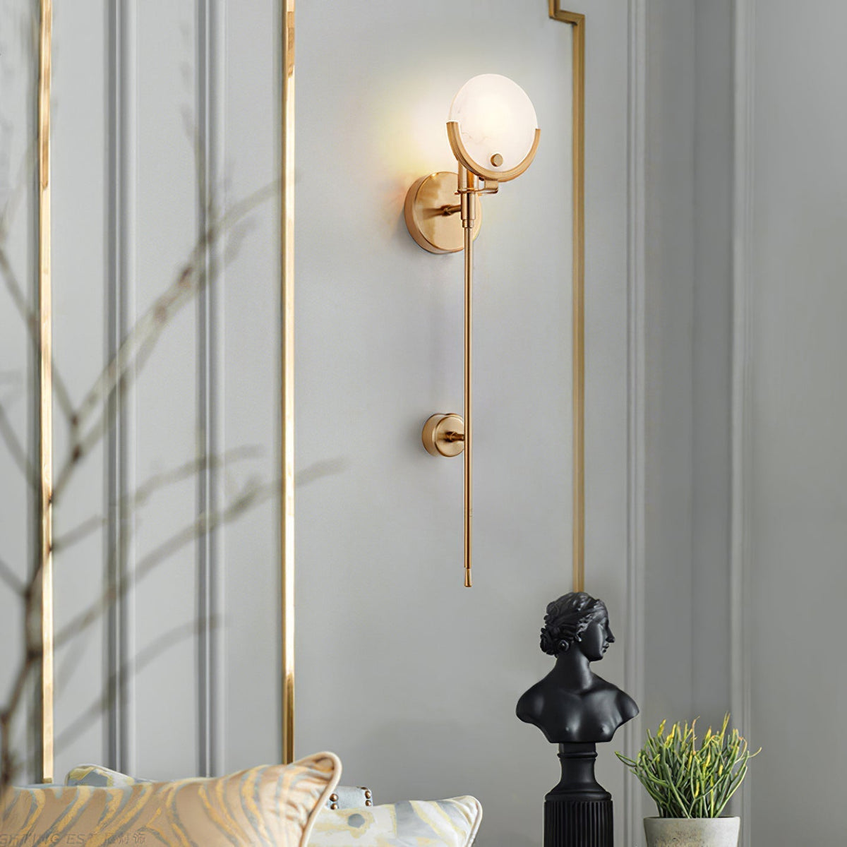Ljomuvyo Moderne Minimaliste Laiton Albâtre Applique Murale