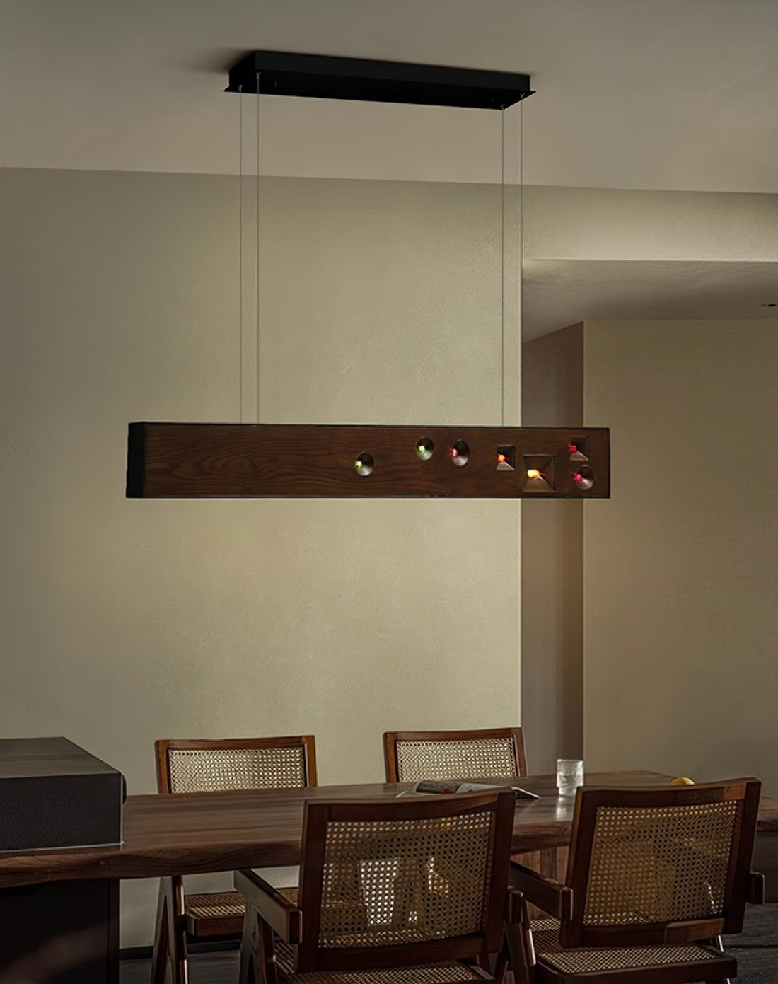 Lustra Suspension Bois Pierre Précieuse Linéaire LED