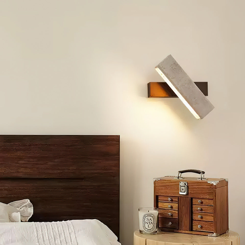 Ostruvyo Moderne Minimaliste Linéaire Noyer Travertin Applique Murale