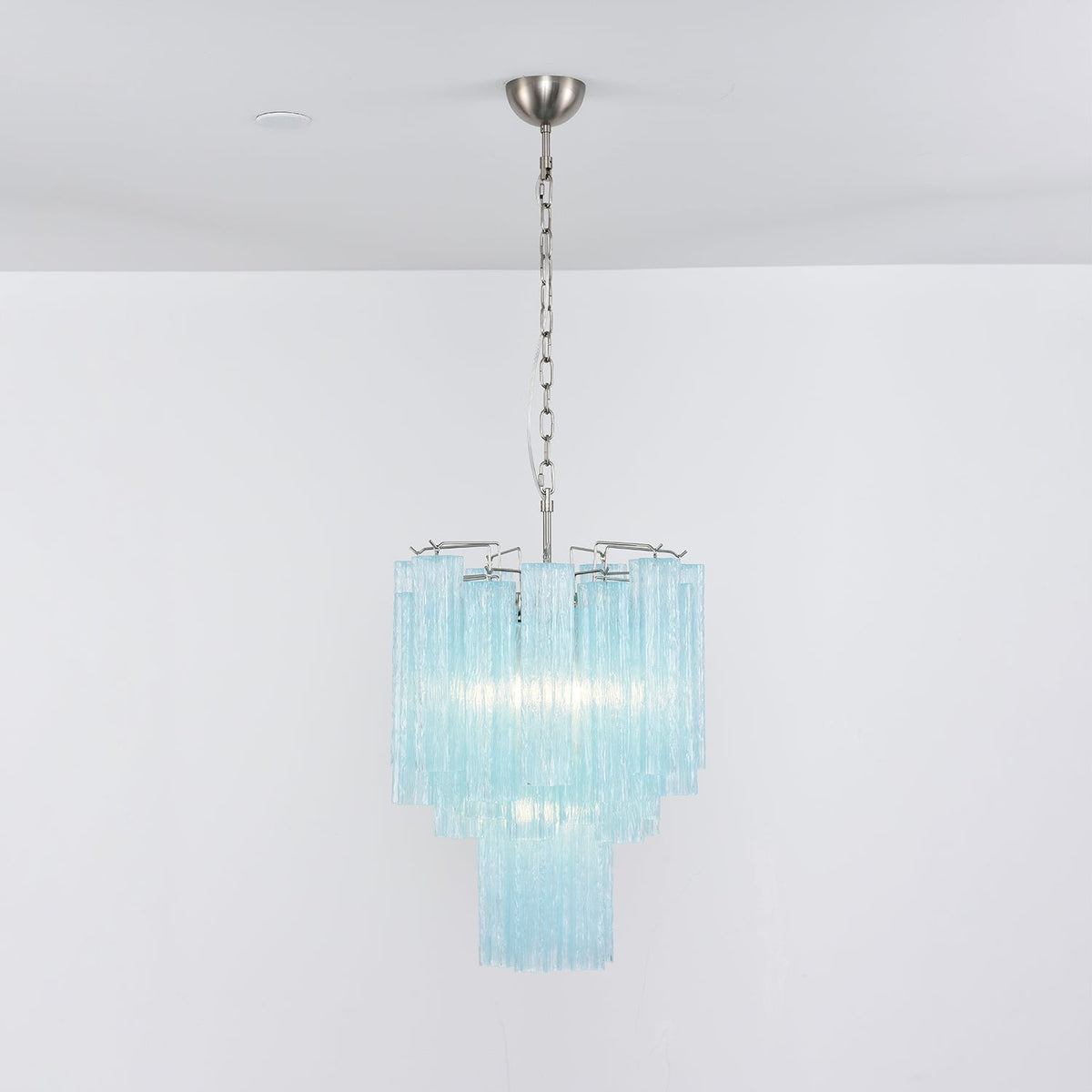 Aurora Lustre Azzura En Verre De Murano Tubes Style Côtier