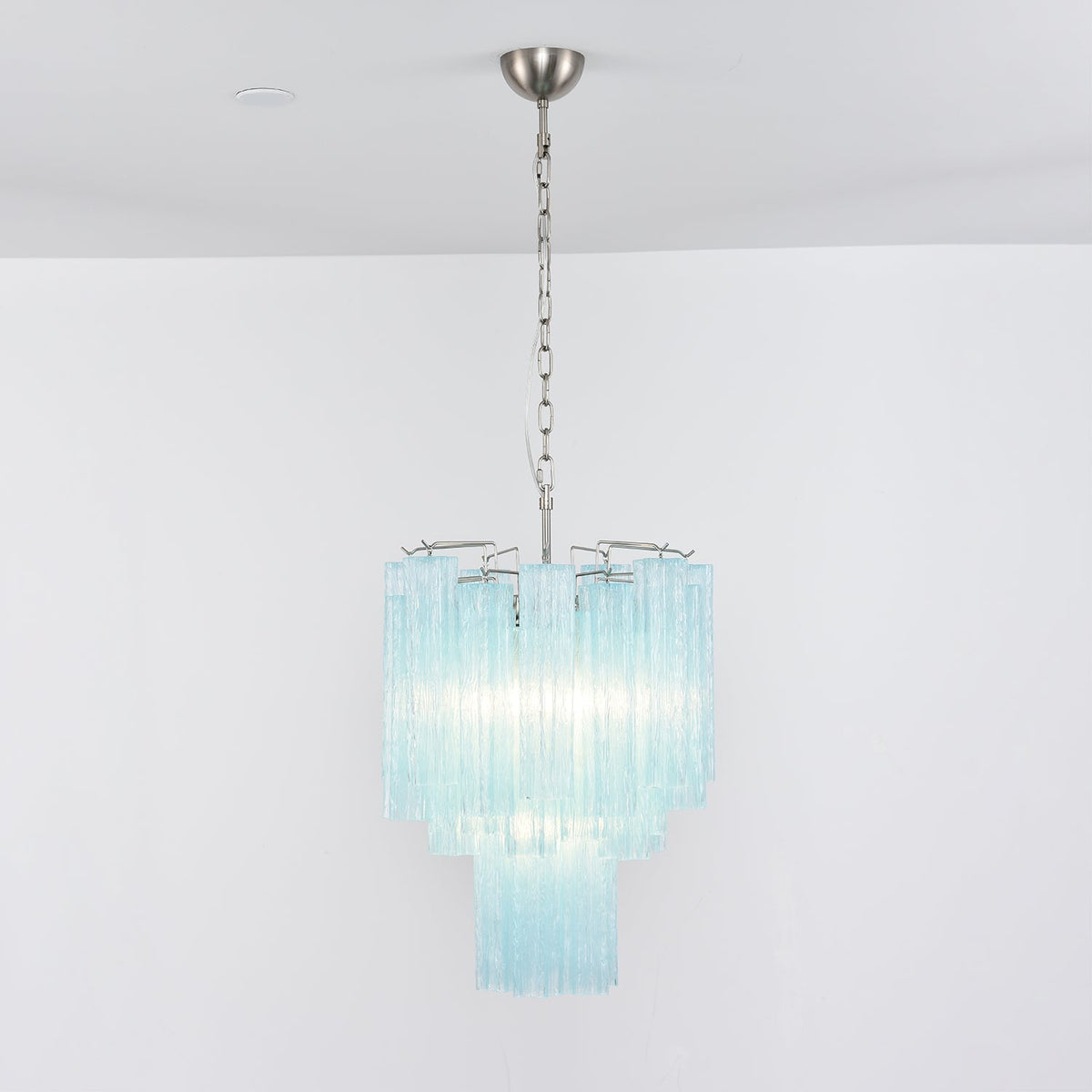 Aurora Lustre Azzura En Verre De Murano Tubes Style Côtier