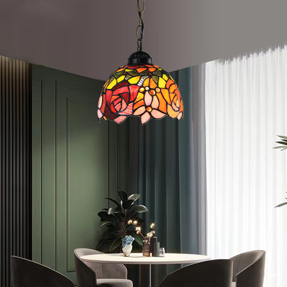 Tiffany Cottage LED Suspension Métal Verre Chambre À Coucher/Salon
