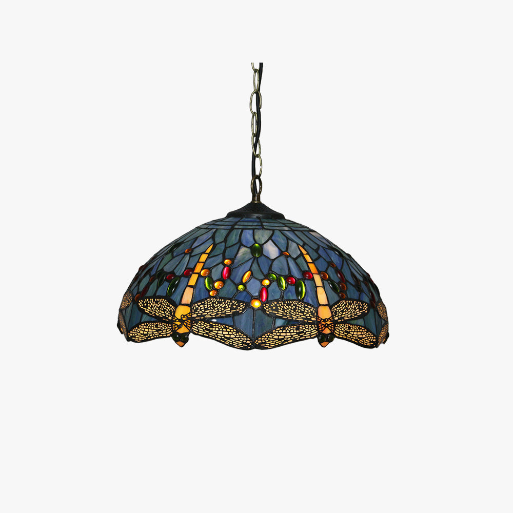 Tiffany Vintage Suspension Tachée Métal Verre Bol Chambre À Coucher