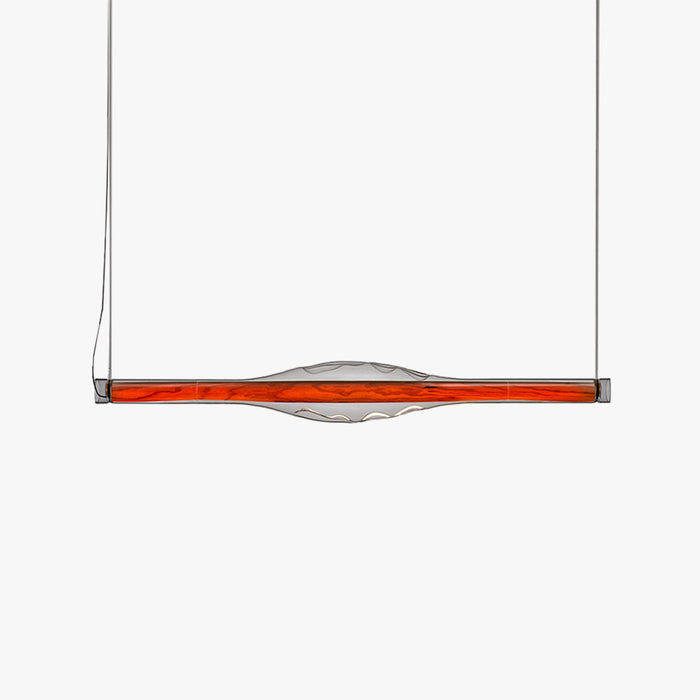 Ray Suspension Linéaire Industrielle, Métal /Acrylique, Rouge/Marron, Salon
