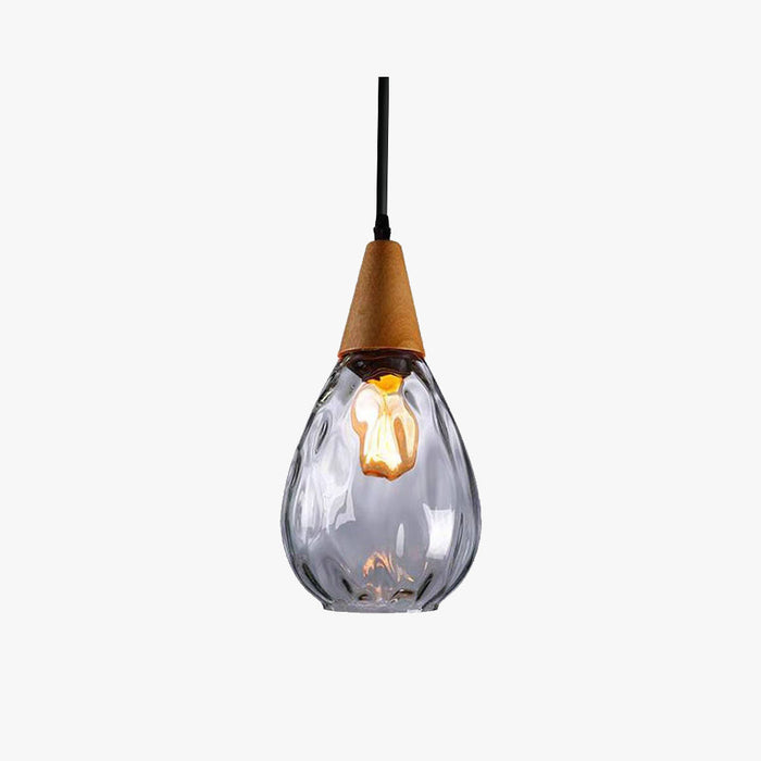 Arisha Vintage LED Suspension Ambre Verre Bois Chambre à coucher