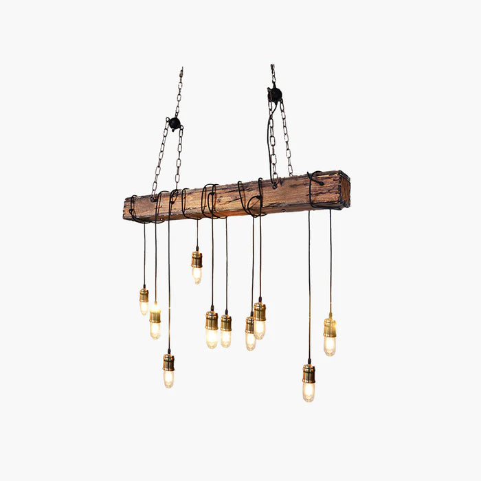 Epoch Vintage LED Lustre Métal/Verre/Bois Salon Chambre à coucher