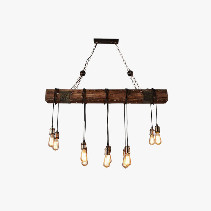 Silva Vintage LED Suspension Marron Bois Verre Salle à manger Salon