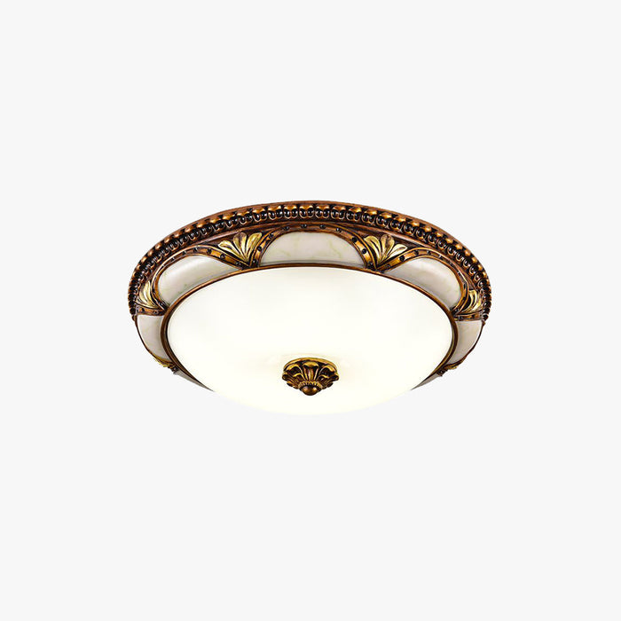 Silva Ronde Retro LED Plafonnier Brass Résine/Verre Chambre à coucher