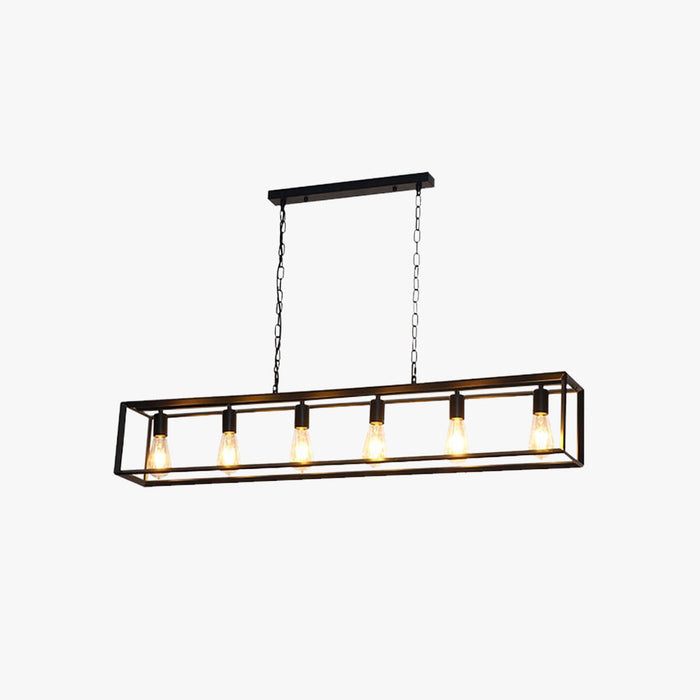 Silva Rectangle Vintage LED Suspension Noir Laiton Métal Salon