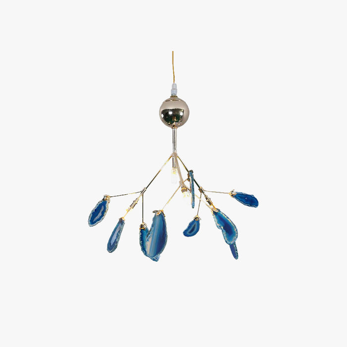 Arisha Art LED Suspension Bleu Métal Agate Salon Chambre à coucher