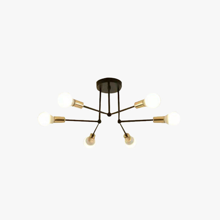 Valentina Plafonnier Linéaire Moderne, Métal/Verre, Blanc/Noir/Doré, Salon