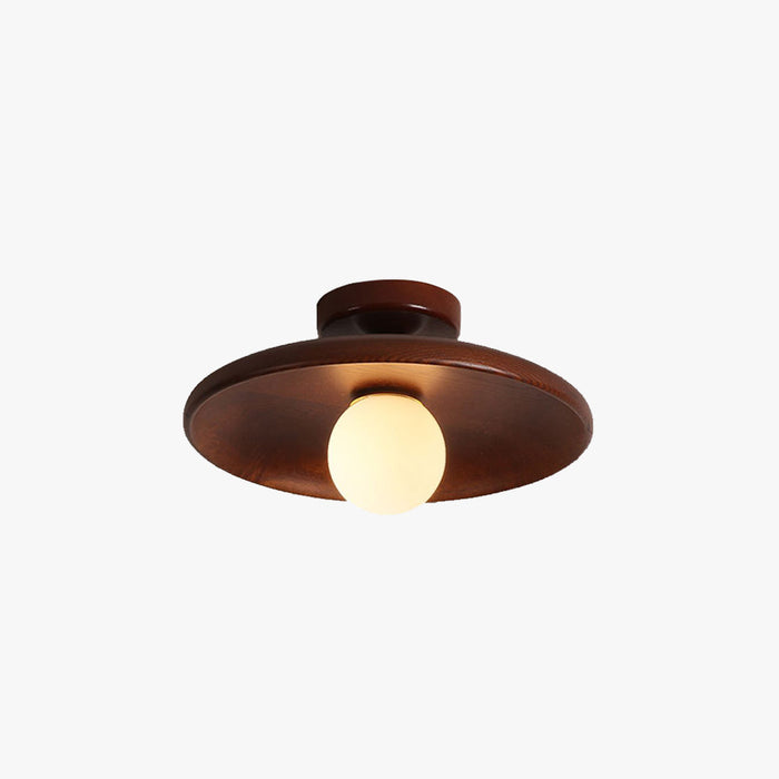Oaki Plafonnier Bol Moderne. Bois/Verre. Bois/Noyer. Salon