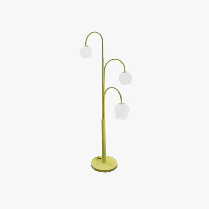 Arisha Lampadaire Fleur/Multi Art Deco, Métal/Verre, Blanc, Salon