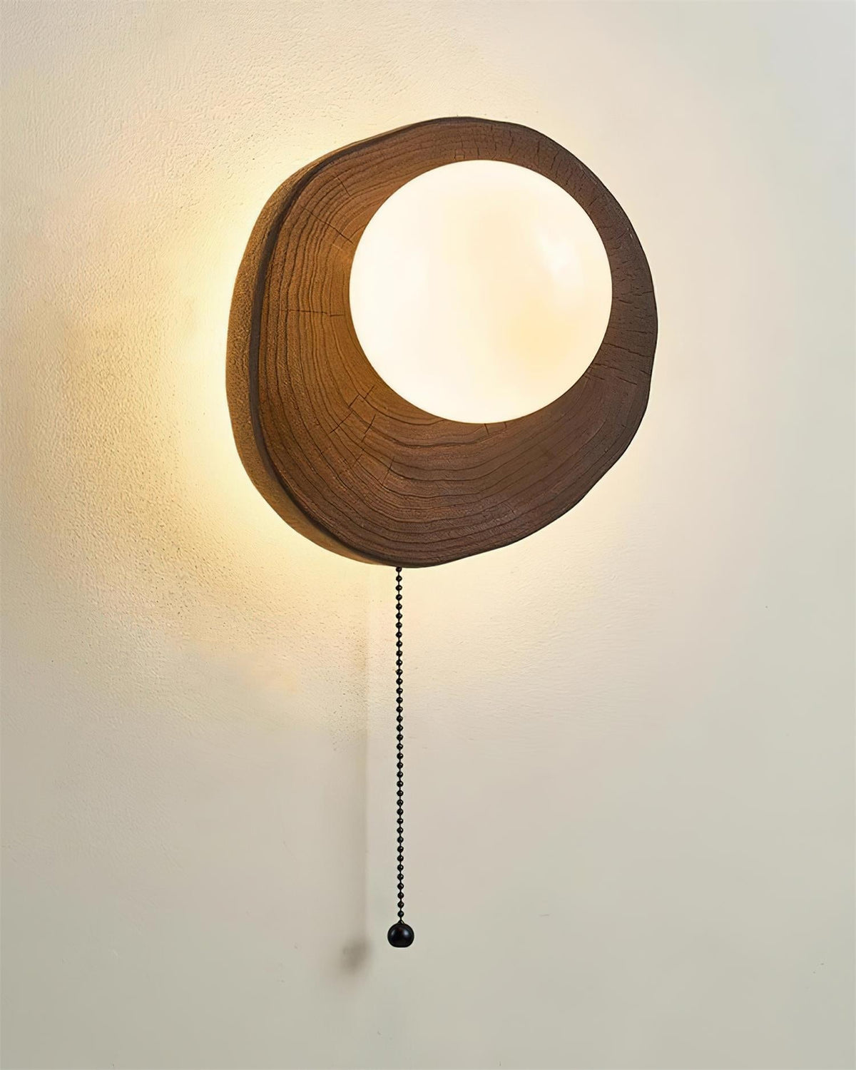 Bacia Applique Murale Anneau Sculpté En Bois Sphère En Verre