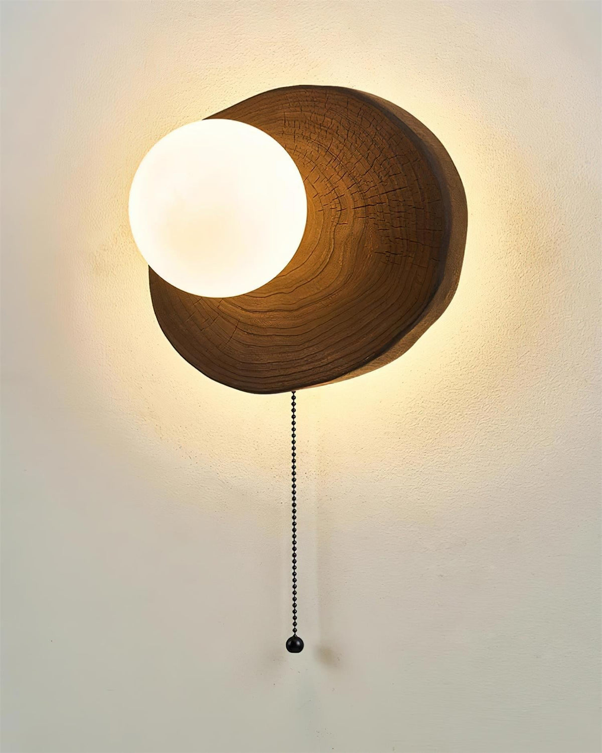 Bacia Applique Murale Anneau Sculpté En Bois Sphère En Verre