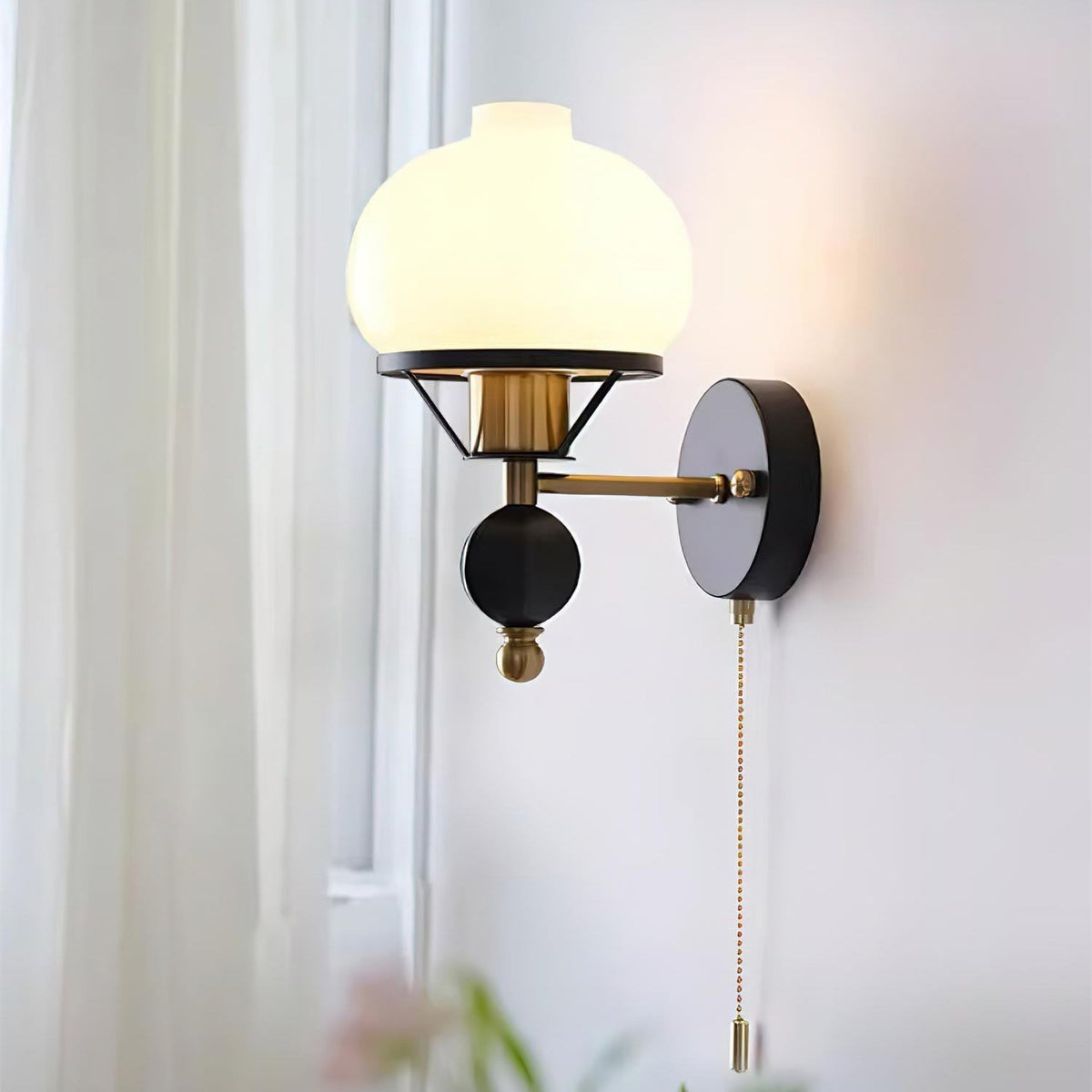 Aurum Applique Murale Noire Avec Interrupteur À Chaînette