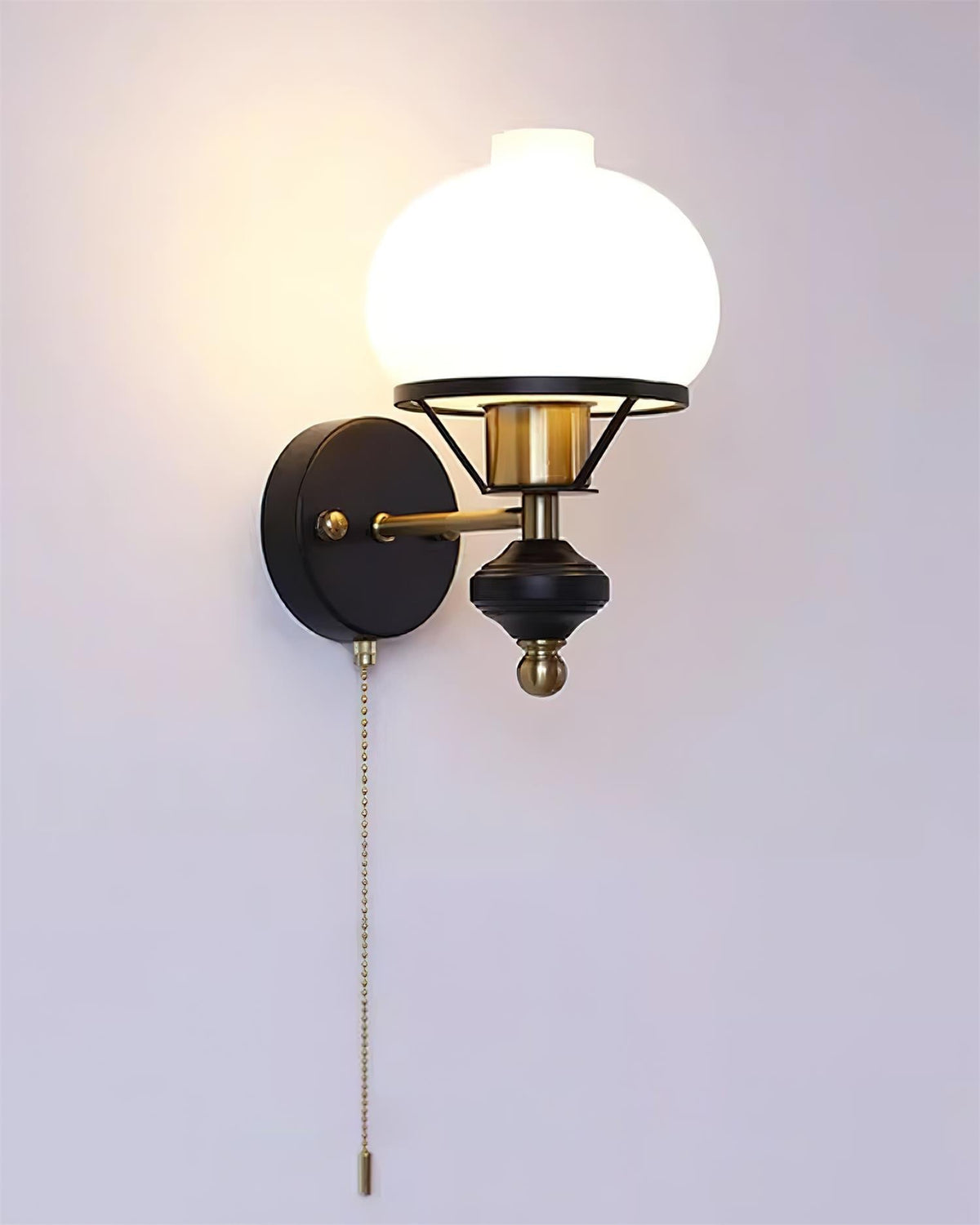 Aurum Applique Murale Noire Avec Interrupteur À Chaînette