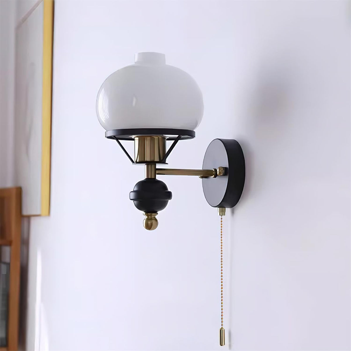 Aurum Applique Murale Noire Avec Interrupteur À Chaînette