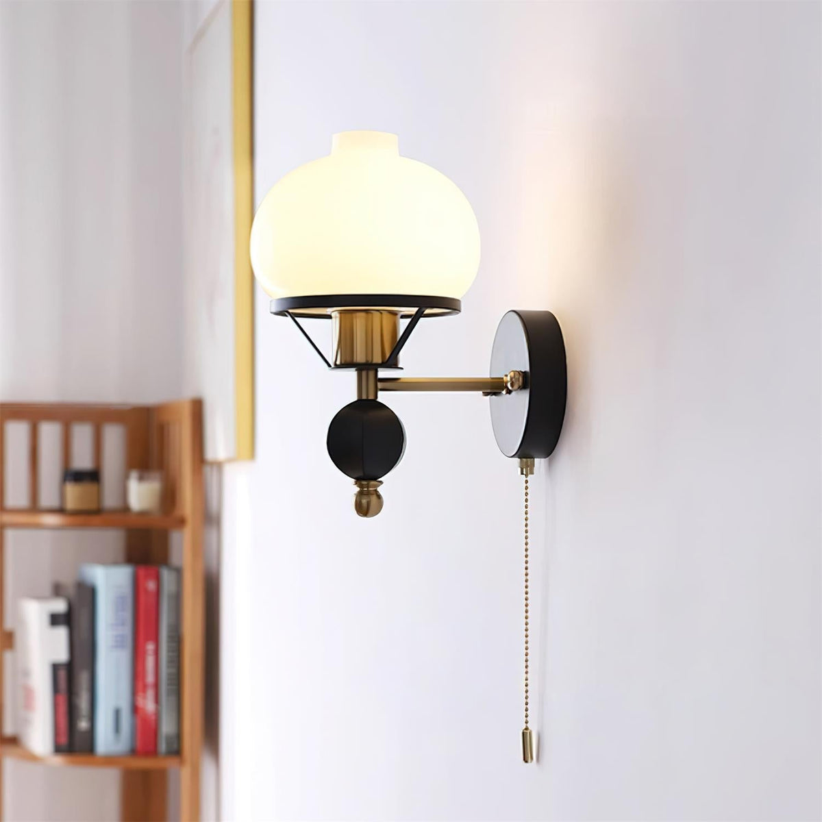 Aurum Applique Murale Noire Avec Interrupteur À Chaînette