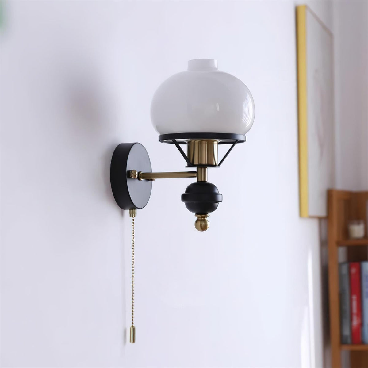 Aurum Applique Murale Noire Avec Interrupteur À Chaînette