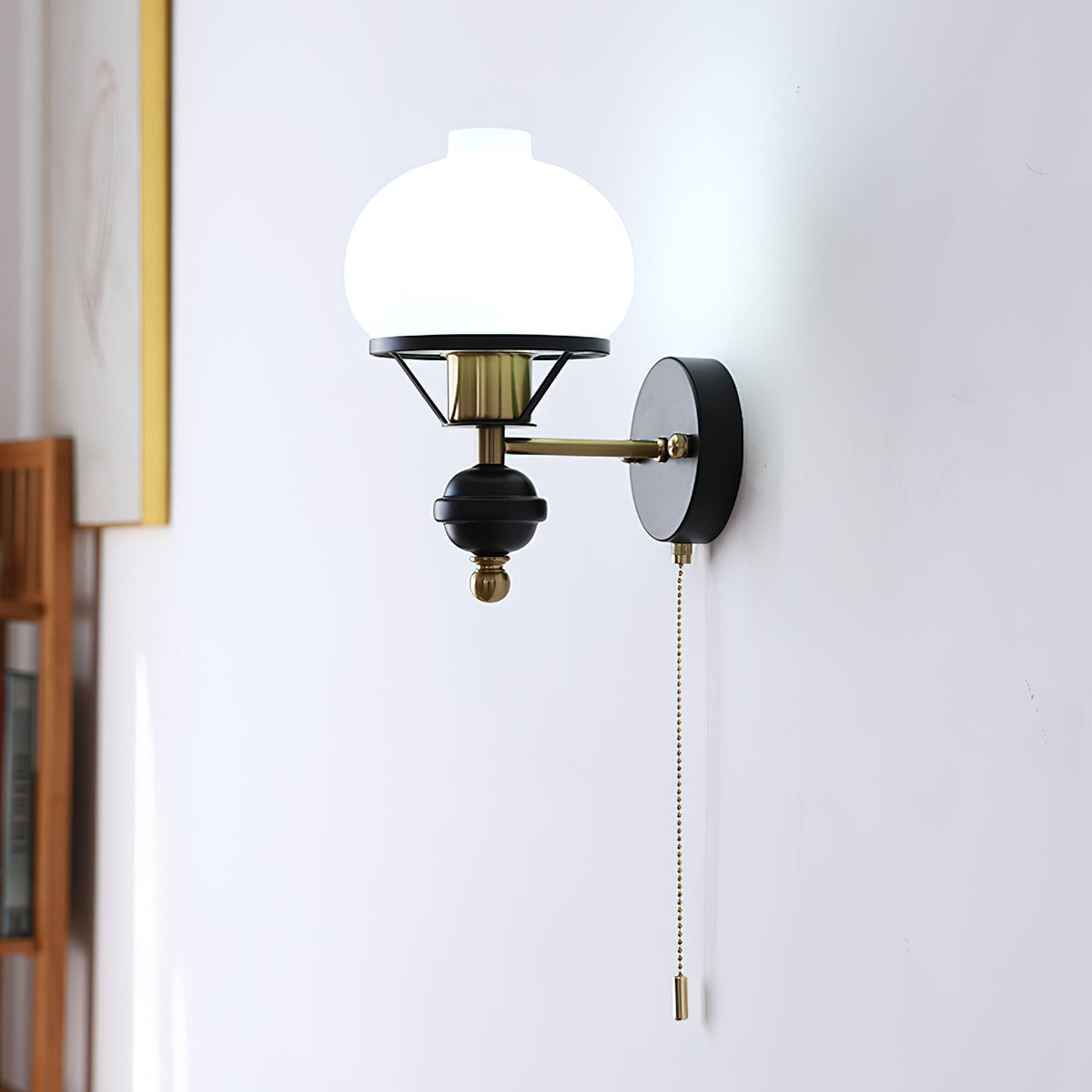 Aurum Applique Murale Noire Avec Interrupteur À Chaînette
