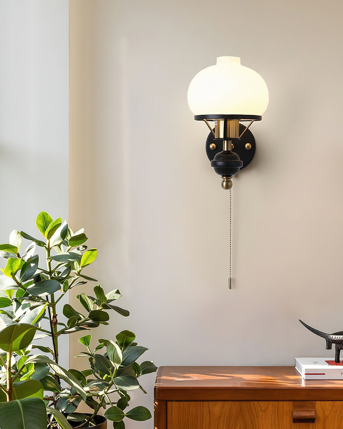 Aurum Applique Murale Noire Avec Interrupteur À Chaînette