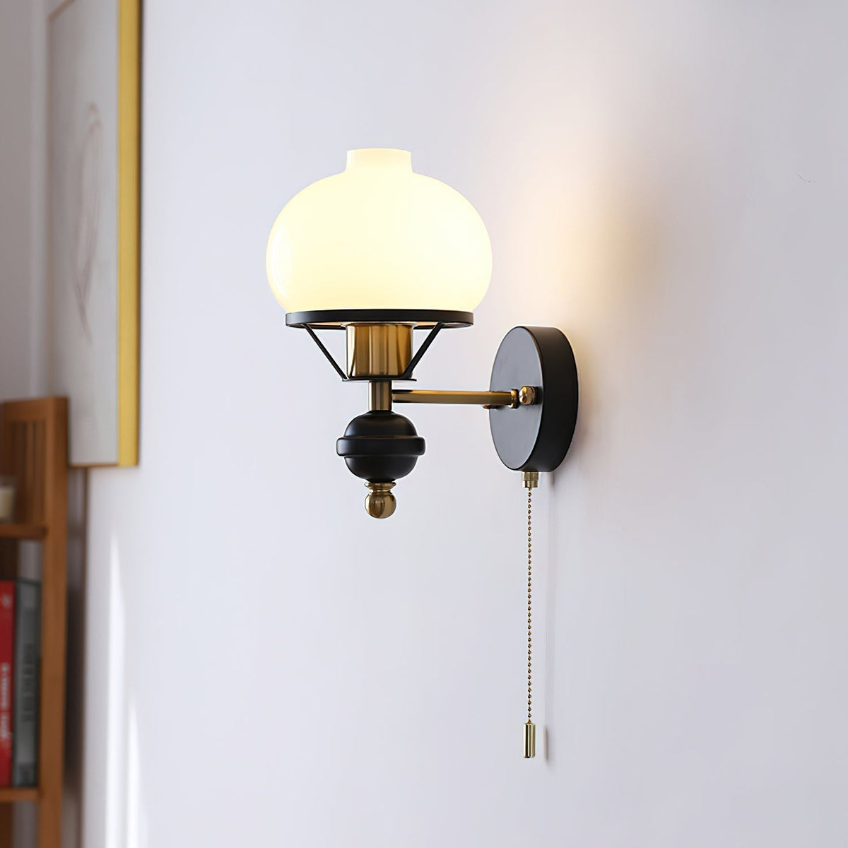Aurum Applique Murale Noire Avec Interrupteur À Chaînette