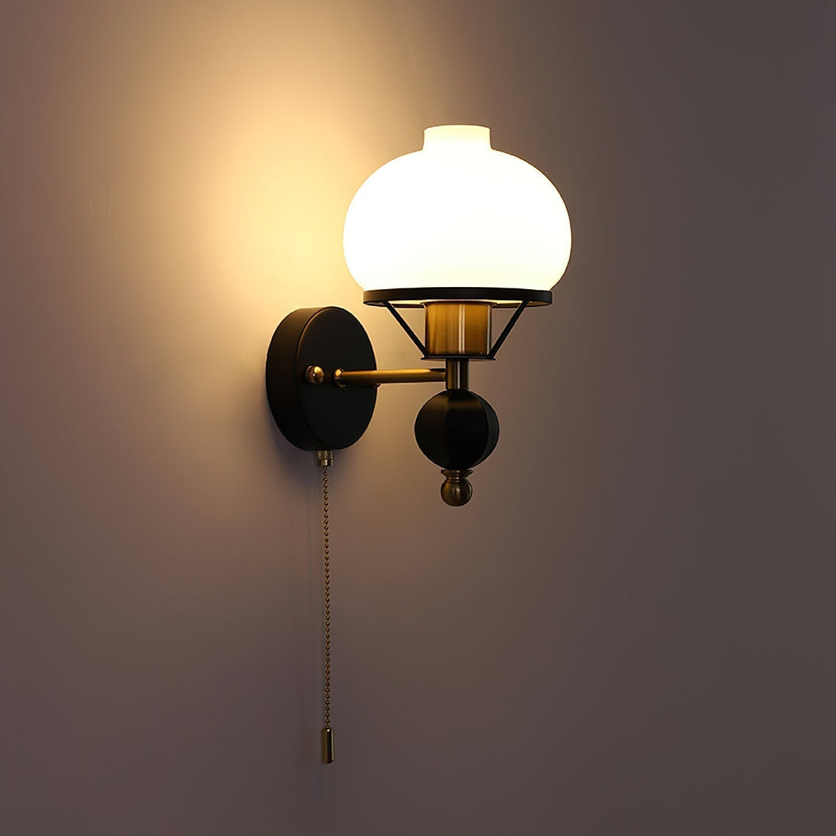 Aurum Applique Murale Noire Avec Interrupteur À Chaînette