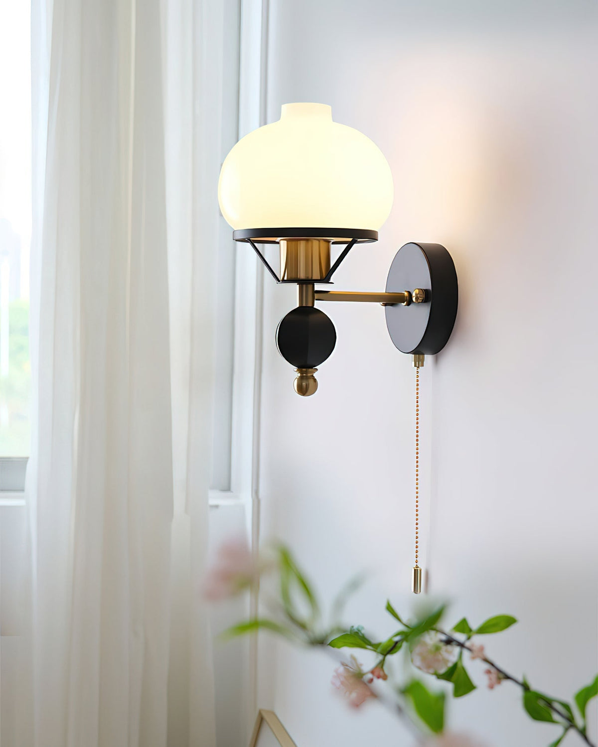 Aurum Applique Murale Noire Avec Interrupteur À Chaînette